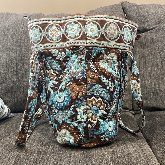 Vera Bradley Handbag/LG Java Blue Floral Quilted Tote Bag - Picture 4 of 8